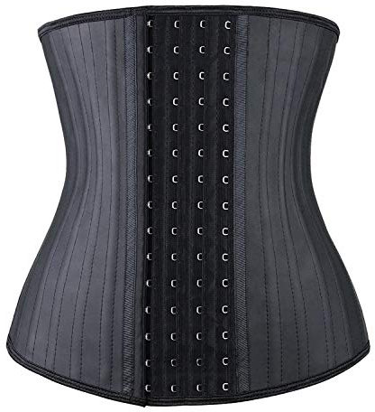 YIANNA Waist Trainer for Women Latex Underbust Waist Corsets Cincher Hourglass Body Shaper 4 Hooks, Black 25 Steed Bones, XL