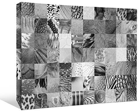 JP London BWMCNV2001 2 Thick Heavyweight Black & White Gallery Wrap Canvas Animal Skin Patchwork Wallpaper, 24 x 36
