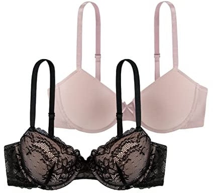 DORINA Women's Chloe T-Shirt Bra T-Shirt Everyday Bra, Black Blush, 34A (Manufacturer Size:34)