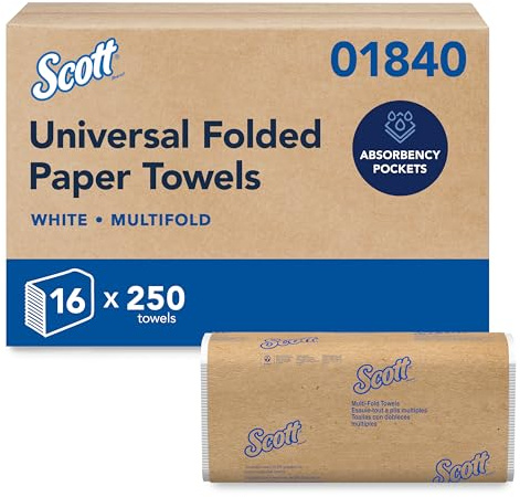 Scott® Professional Universal Multifold Paper Towels, Bulk (01840), Absorbency Pockets, 9.2 x 9.4 sheets, Standard Tier, Compressed, White (250 Sheets/Pack, 16 Packs/Case, 4,000 Sheets/Case)