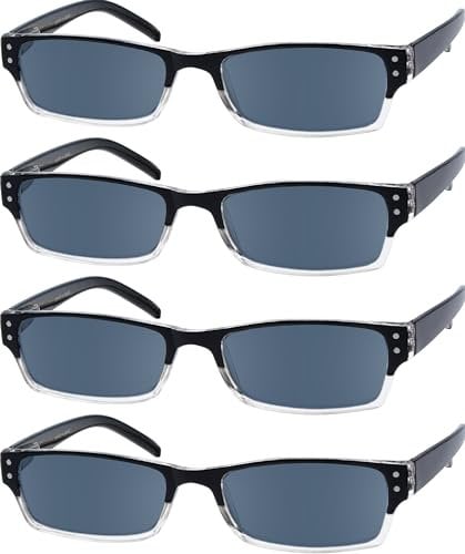 Eyekepper Reading Sunglasses-4 Pack Grey Tinted Lens for Women Men Reading under the Sun,Two-tone Reader Eyeglasses