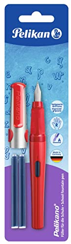 Pelikan 971226 - Pelikano Füllhalter P480, Feder: A, inklusive 2 Tintenpatronen Gtp/B, Schaftfarbe: rot