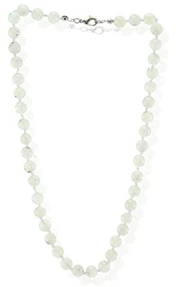 Budawi® weiße Labradorit Regenbogenmondstein Kette Halskette Collier Perlenkette