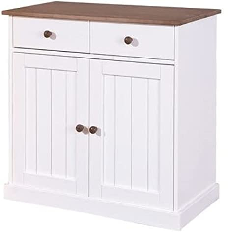 Inter Link – Kommode – Buffet – Sideboard – Kiefer massivholz – 2 Türen – 2 Schubladen – Landhausstil – Für Esszimmer – Wohnzimmer – Eingang – Westerland 3.2 - Weiß / Sepia Braun