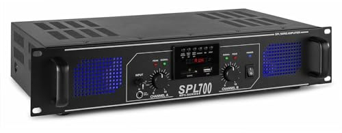 Skytec SPL700MP3 - Amplificateur professionnel, 2X 350 Watts Noir, SD, MP3, USB idéal pour une utilisation mobile, DJ, HIFI, Home Cinéma