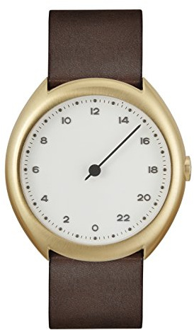 slow O 12 – Dunkelbraun Vintage Leder gold Fall Weiß Zifferblatt Unisex Quarzuhr mit weißem Zifferblatt Analog-Anzeige und dunkelbraun Lederband