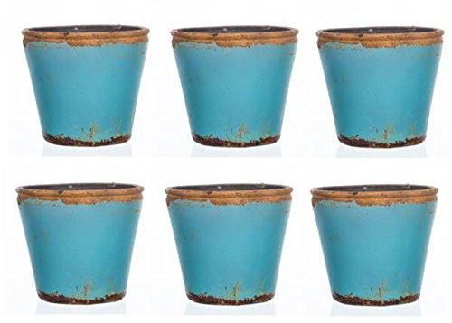 Sandra Rich 6er Set Teelichthalter Vintage hellblau türkis Glas H 10cm Ø 11cm