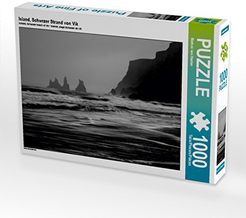 CALVENDO Puzzle Island, Schwrzer Strand von Vik | 1000 Teile Lege-Größe 64 x 48 cm Foto-Puzzle für glückliche Stunden