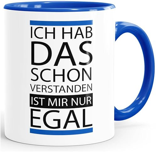 MoonWorks Kaffee-Tasse Ich hab das Schon verstanden ist Mir nur egal Spruch Tasse mit Innenfarbe royal Unisize