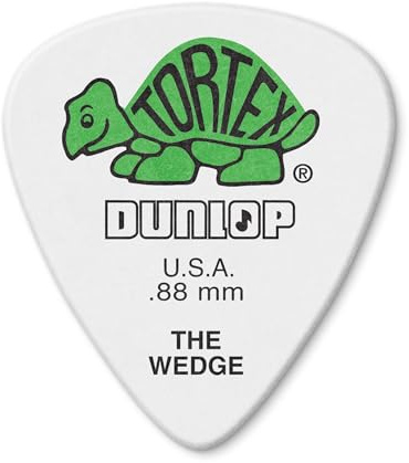 Dunlop 424R.88 Tortex® Wedge, White/Green, .88mm, 72/Bag