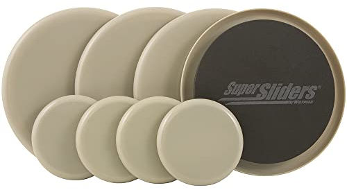 Super Sliders 3 1/2 and 7 Round Wiederverwendbare Möbelgleiter Mittlere Größen, um Gegenstände leicht über den Teppich zu bewegen, beige