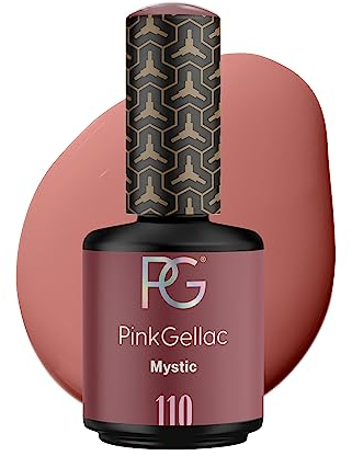 Pink Gellac UV Gel Nagellack - 110 Mystic 15 ml - Lang Anhaltend UV Nagellack Braun - Gel UV für 14 Tage Nägel in Salonqualität - Made in Holland