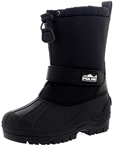 Polar Unisex Bambini Coulisse Chiusura Nylon Neve Pioggia Pelliccia Stivali - BLK39 AYC0154