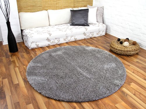 Feeling Hochflor Shaggy Teppich Mix Silber Rund in 7 Größen