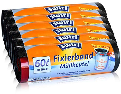 6x Swirl Fixierband Müllbeutel 60L (10 stk./Rolle)