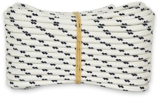 Corderie Italiane 006000402 Treccia mare multiuso giardino e fai da te, stabilizzato ai raggi U.V. resistente a intemperie e agenti atmosferici, 4 mm, 10 mt, colore bianco con spia blu