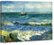 Wieco Art Ölgemälde-Reproduktion „Das Meer bei Les Saintes-Maries-de-la-Mer“ von Vincent van Gogh, klassischer Giclée-Kunstdruck auf Leinwand, Wanddekoration für zu Hause, blau, 16x12inch (40x30cm)