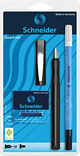 Schneider Parure stylo stylos Smart Lot de 1 x stylo Smart Noir, 6 TP Bleu, 1 x Corry