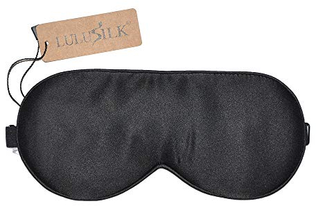 LULUSILK 100% Seide Verstellbare Schlafmaske Augenmaske Schlafbrille für Damen und Herren, Schwarz