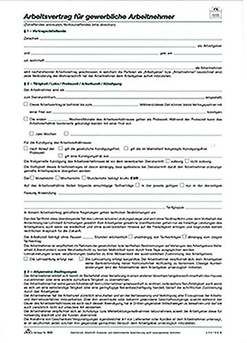 Arbeitsvertrag für gewerbliche Arbeitnehmer, 2 Seiten, DIN A4