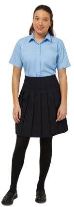 Trutex Back Pleated School Skirt for Senior Girls (10-16+ Years), Stain Resistant Uniform, All Round Permanent Pleated Skirt - Genuine Trutex School Uniform Navy L22-W32