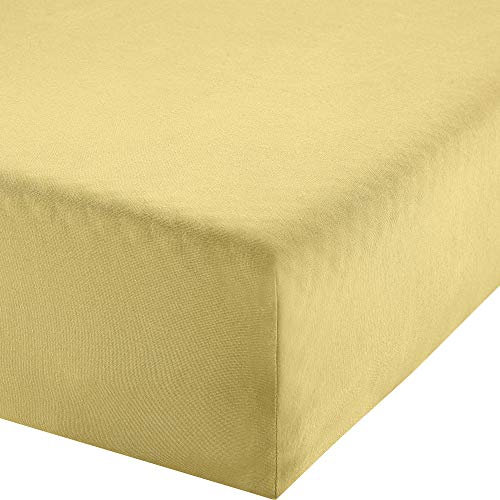 Erwin Müller Boxspringbett-Spannbettlaken Freising Elasthan-Jersey-Stretch - hellgelb Größe 90x190 cm - 100x220 cm - dehnbar, antipilling, bügelfrei, Rundumgummi