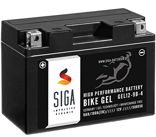 SIGA GEL Motorradbatterie 12V 9Ah 190A/EN Gel Batterie YT9B-4 GEL12-9B-4 GT9B-4 YT9B-BS 50801