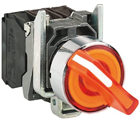 Schneider Electric Harmony Wahlschalter 2-Stufen Standardgriff gelb 22 mm Beleuchtet IP67, IP66, IP69 Wurfwinkel 90 °