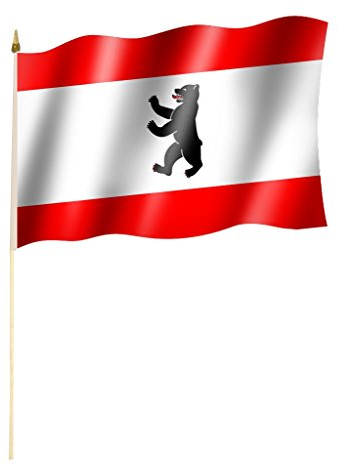 Stockflagge/Stockfahne BERLIN Flagge/Fahne ca. 30 x 45 cm mit ca. 60cm Stab/Stock