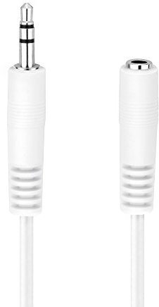 HDSupply AC016-030 Audio Stereo Verlängerungskabel 3,5mm Stecker auf 3,5mm Buchse, Ultra Slim Design, 3,00m, weiß