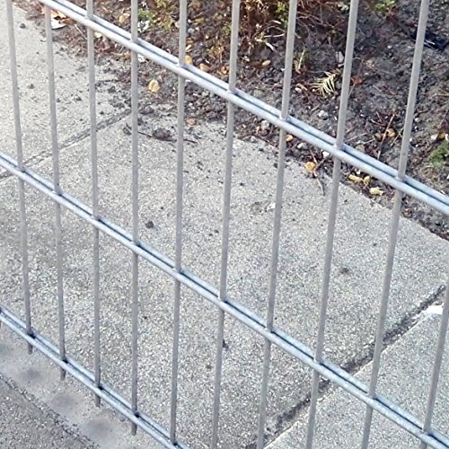 Doppelstab-Mattenzaun Doppelstab Mattenzaun Komplett-Set / Verzinkt / 123cm Hoch / 20m Lang