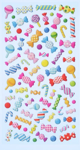 Hobbyfun Softy-Stickers Bonbons - Erhaben gearbeitet - Süßigkeiten - Sticker - Glas - Papier - Traditionell - Wiederverwendbar - Indoor - Texturiert - Wasserfest - Kinder - Jede Saison