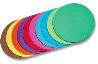 Faltblätter, rund, 18 cm, 100 Stück, 10 Farben