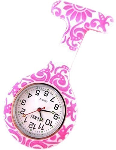 Censi Silicone Fob Watch Floral Design & Swirls Tunic Nurse Extra Battery