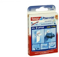 8x tesa Powerstrips Large/ beidseitig klebend/ 58000-00102/ spurlos ablösbar/ aus hochwertigem Kunststoff/ je 10 Strips