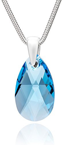 LILLY MARIE Damen Halskette Sterling-Silber 925 Mit Hellblauem Kristallanhänger Verstellbar