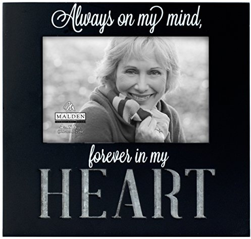 Malden International Designs Industrial Expressions Forever in My Heart Siebdruck-Design und lasergeschnittener verzinkter Metallakzent-Bilderrahmen, 10 x 15 cm, Schwarz