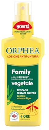 Orphea Lozione Antipuntura, Protezione Spray da Punture di Zanzara Tigre, Tafani ed Altri Insetti, Non Unge, non Macchia i Tessuti, 100 m