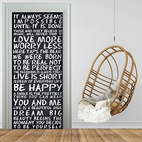 Türtapete selbstklebend TürPoster - WORTE AUF KREIDETAFEL - Fototapete Türfolie Poster Tapete