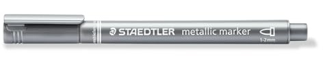 STAEDTLER 8323-81 Metallic Marker, 10 Stück im Kartonetui, silber | Deckend auf hellem & dunklem Papier, 1–2 mm – abwischbar – Art.-Nr. 8323-81