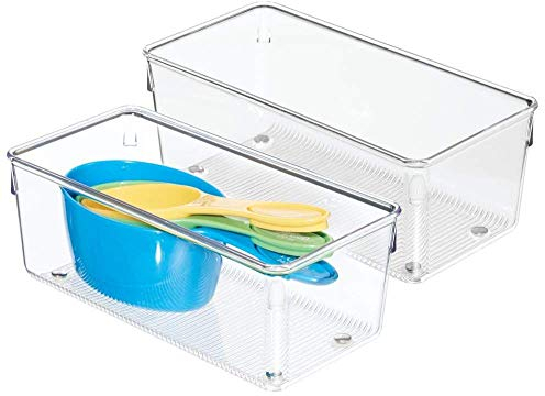 iDesign 52830M2EU Linus Besteckkasten Schubladeneinsatz für Besteck, Pfannenwender, Kleinkram - 2 Stück, 10,16 x 20,32 x 7,62 cm, Durchsichtig, Plastik, Clear