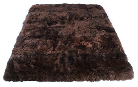 Naturasan Designer Öko Schaffell Lammfell Teppich, Hochflor, Langflor, Retro, Flokati Schaffellteppich (150x200, Braun)