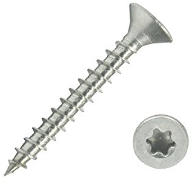 100 Stück Edelstahl-Schrauben 4x30 mm Vollgewinde Torx - Spanplattenschrauben mit Senkkopf - Holzschrauben/Holzbauschrauben - Werkstoff A2 VA V2A - Edelstahlschrauben/Universalschrauben TX20