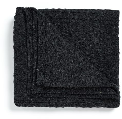 100 % Merino-Wolldecke mit Wabenmuster-Design, anthrazit