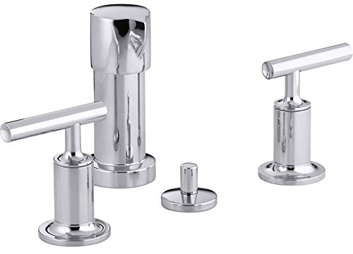 Kohler Purist Bidet Faucet, Deck Mount, Brass Finish, Ergonomic Lever Handle, Adjustable Drain Rod