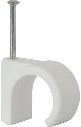 Merriway BH04502 (25 Pcs) Nail-In Pipe Clip with Masonry Nail, 15 mm - Pack of 25 Pieces