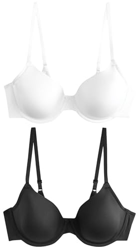 NEXT Damen 2er-Pack wattierte, glättende T-Shirt-BHS, Vollschale