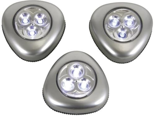 PEREL - CCL02X3 Selbstklebende LED Lampe, Silber (3-er Pack) 141081