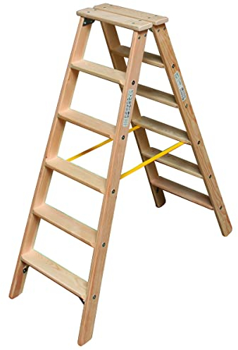 KRAUSE lhi232 Stehleiter in Holz, 2 x 6 Stufen, 0.85 m Höhe