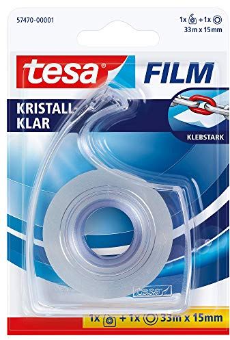 tesa tesafilm Handabroller, transparent, inkl. 1 Rolle tesafilm kristall-klar